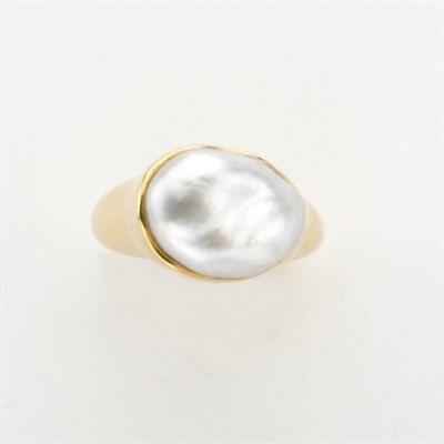 Lot 769 - Gold and Baroque Cultured Pearl Ring, Tiffany & Co.