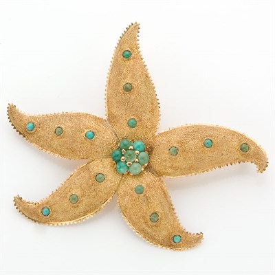Lot 532 - Gold and Turquoise Starfish Brooch