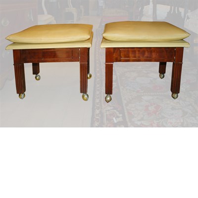 Lot 283 - Pair of Mahogany Stools Height 17 1/2 inches,...