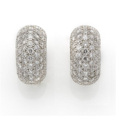 Lot 246 - Pair of Diamond Bombe Half-Hoop Earrings