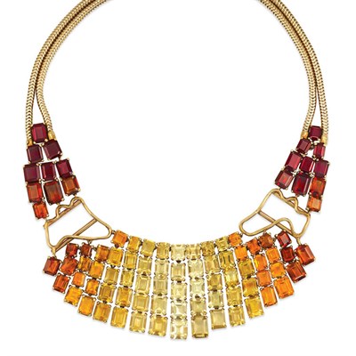 Lot 462 - Double Strand Gold Snake Chain and Multicolored Citrine Fringe Necklace