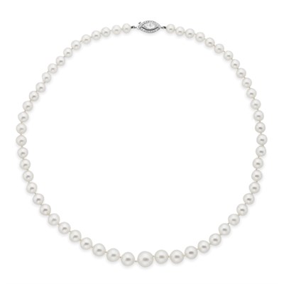 Lot 249 - Cultured Pearl Necklace with Diamond Clasp