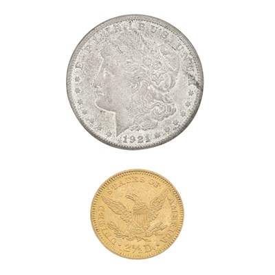 Lot 543 - U.S. Morgan Silver Dollar and U.S. $2 1/2 Gold Coin