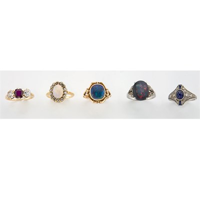 Lot 459 - Group of Five Period Rings
