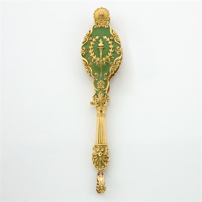 Lot 494 - Antique Gold and Green Enamel Lorgnette