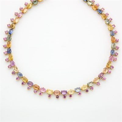 Lot 474 - Multicolored Sapphire Fringe Necklace