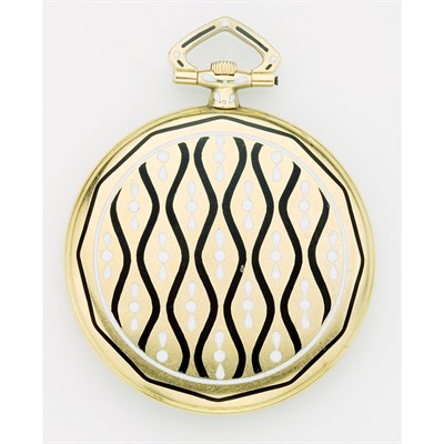 Lot 682 - Art Deco Gold and Enamel Pendant-Watch