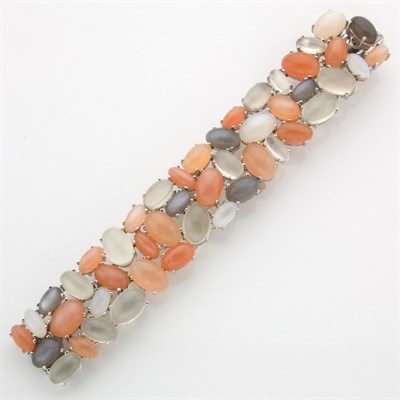 Lot 605 - White Gold and Multicolored Feldspar Cuff Bracelet
