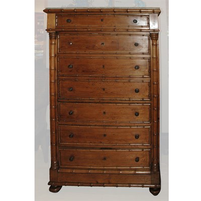 Lot 201 - Victorian Marble Top Faux Bamboo and Pine Drop-...