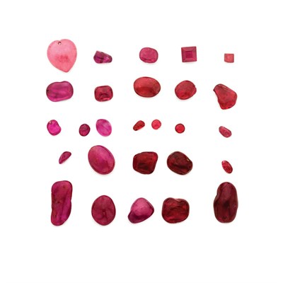 Lot 67 - Unmounted Tumbled Rubies and Three Synthetic Rubies
