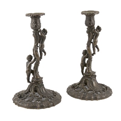 Lot 465 - Companion Pair of Rococo Style Bronze...