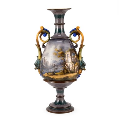 Lot 446 - KPM Hand Painted Porcelain Ewer Of tapering...