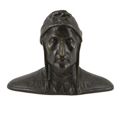 Lot 450 - Bronze Bust of Dante Modeled in shoulder...