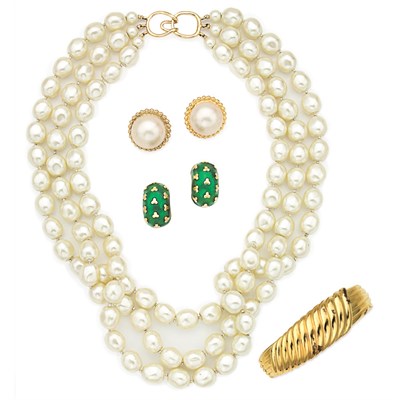 Lot 204 - Group of Costume Jewelry Comprising a triple...