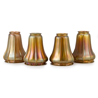 Lot 257 - Set of Four Tiffany Favrile Glass Shades Each...