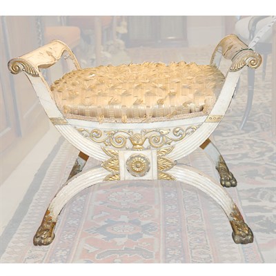 Lot 397 - Italian Empire Style Painted and Parcel Gilt...