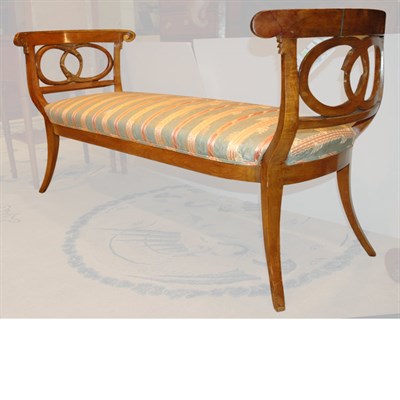 Lot 555 - Biedermeier Parcel Gilt Fruitwood Bench With...
