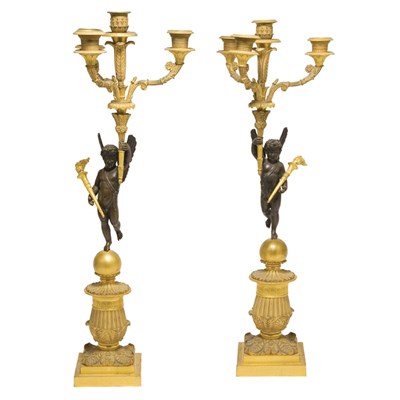 Lot 564 - Pair of Charles X Gilt and Patinated-Bronze...