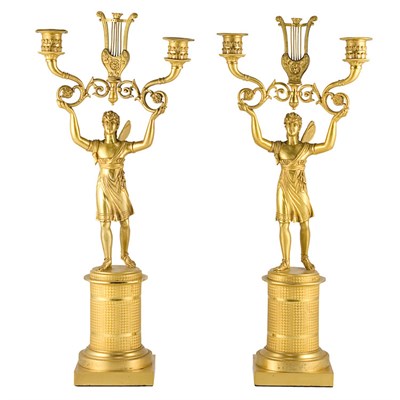 Lot 558 - Pair of Charles X Style Gilt-Bronze Two-Light...