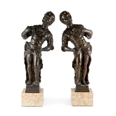 Lot 220 - Pair of Venetian Walnut Blackamoor figures...