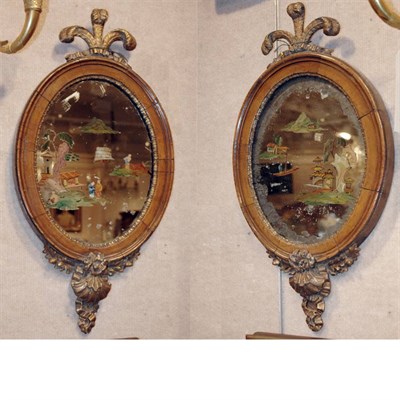 Lot 363 - Pair of George III Style Reverse Paintings on...
