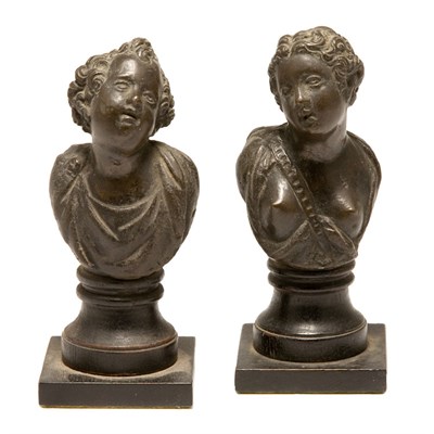 Lot 124 - Pair of Continental Bronze Busts Probably...