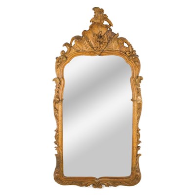 Lot 146 - Continental Rococo Fruitwood Mirror Probably...