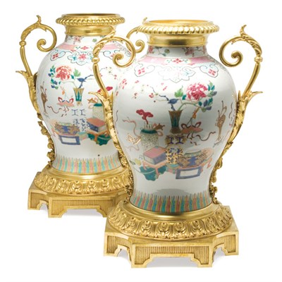 Lot 576 - Pair of Louis XVI Style Gilt-Bronze Mounted...