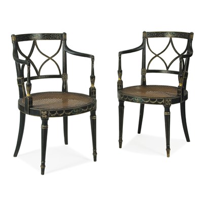 Lot 514 - Pair of Regency Painted and Parcel Gilt...