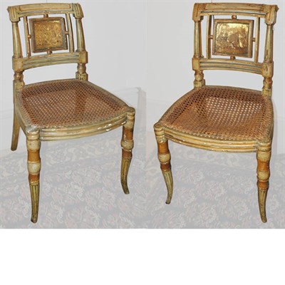 Lot 422 - Pair of Regency Painted and Parcel Gilt Side...
