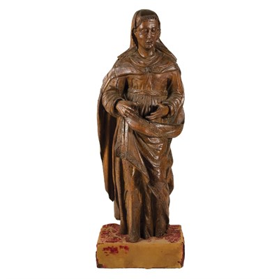 Lot 154 - Continental Walnut Figure of a Saint 18th...