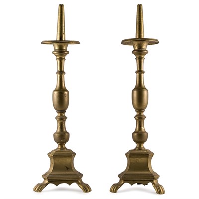Lot 113 - Pair of Dutch Baroque Style Brass Pricket...