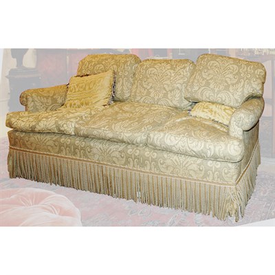 Lot 302A - Taupe and Tan Upholstered Three-Seat Sofa...