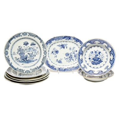Lot 34 - Group of Eight Chinese Blue and White Glazed...