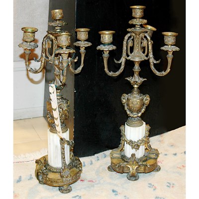 Lot 343A - Pair of Louis XVI Style Gilt-Metal and Marble...