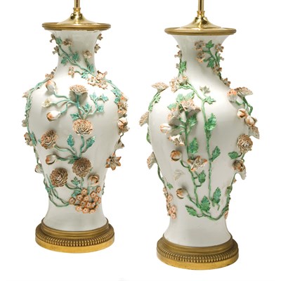 Lot 180 - Pair of Continental Porcelain Lamps 19th...