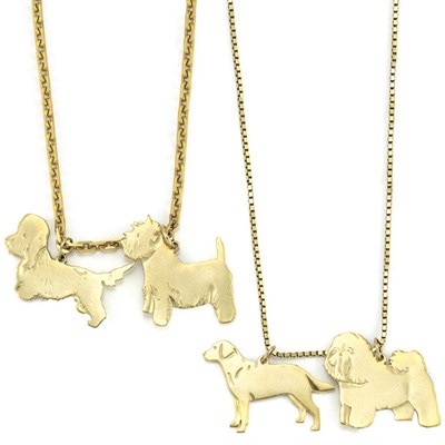 Lot 500 - Two Gold Dog Charm Necklaces