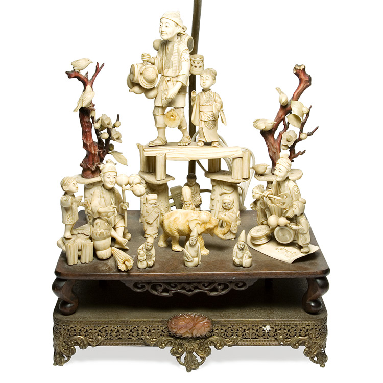 Lot 29 - Group of Ten Japanese Ivory Figural Okimono...
