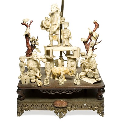 Lot 29 - Group of Ten Japanese Ivory Figural Okimono...
