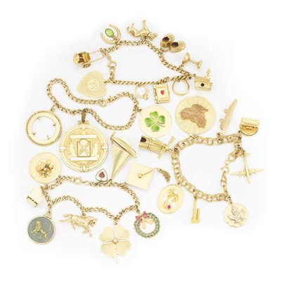 Lot 502 - Four Gold Charm Bracelets