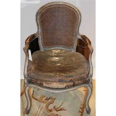 Lot 112 - Louis XV Painted Fauteuil en Cabriolet Mid...