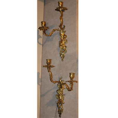 Lot 162 - Pair of Early Louis XV Style Gilt-Bronze...