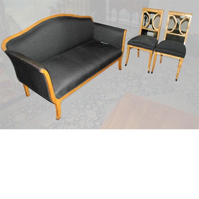 Lot 527 - Biedermeier Parcel Ebonized Birch Salon Suite...