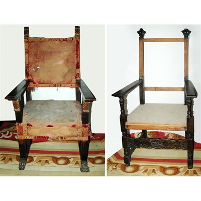 Lot 213 - Two Italian Baroque Style Walnut High Back...