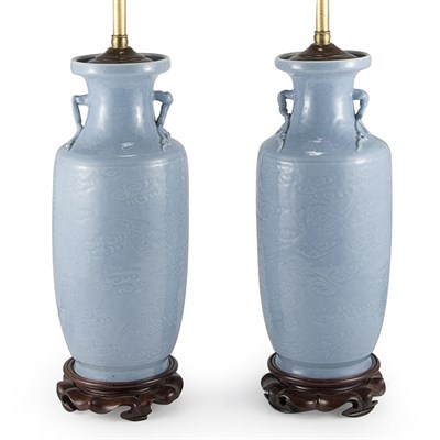 Lot 466 - Pair of Chinese Export Powder Blue Glazed...