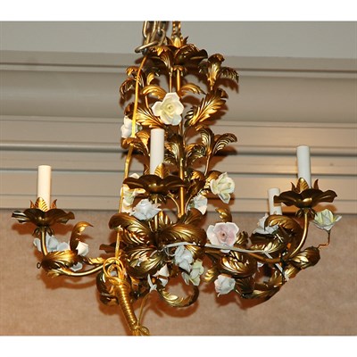 Lot 406 - Rococo Style Gilt-Metal and Porcelain Floral...