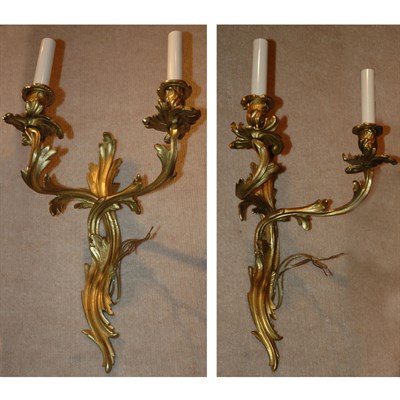 Lot 170 - Pair of Louis XV Style Gilt Metal Two-Light...