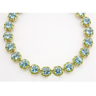 Lot 761 - Gold, Blue Topaz and Peridot Necklace
