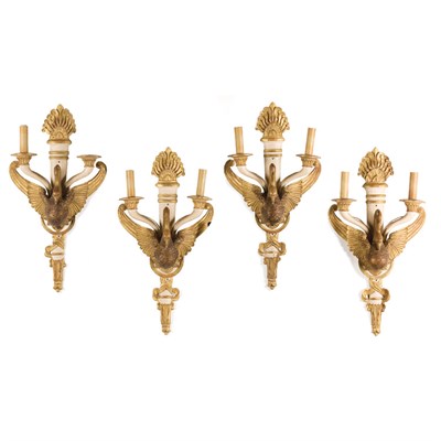 Lot 402 - Set of Four Empire Style Painted and Parcel...