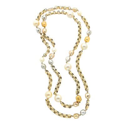 Lot 72 - Yves Saint Laurent Sautoir Hammered champagne...